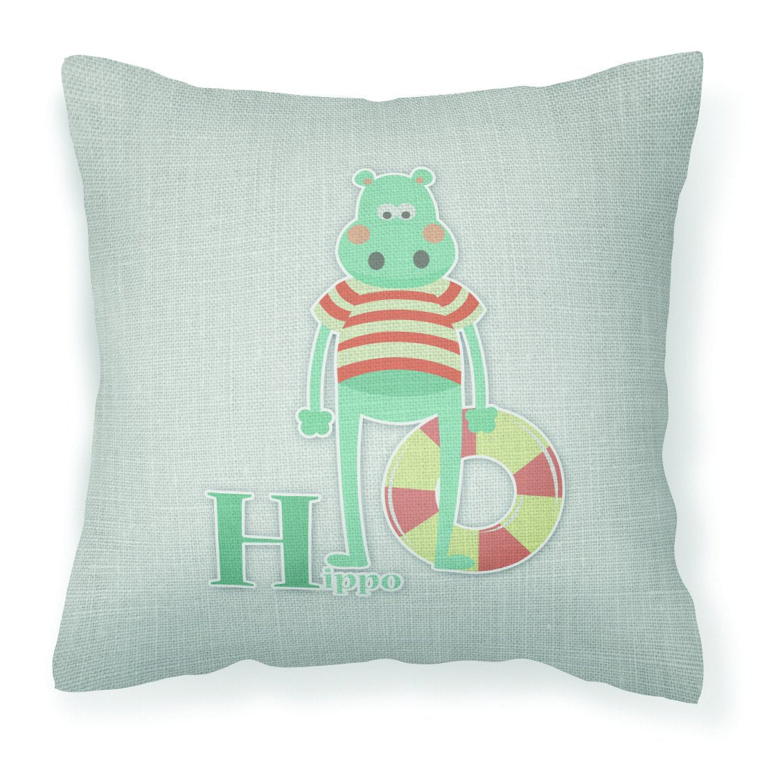 Alphabet H for Hippopotamus Fabric Decorative Pillow BB5733PW1818 by Caroline&#39;s Treasures