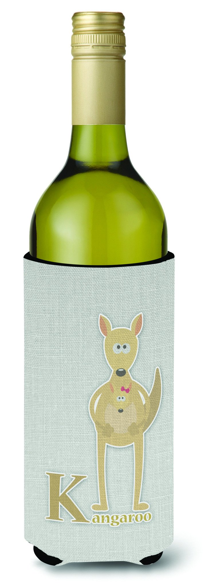 Alphabet K for Kangaroo Wine Bottle Beverge Insulator Hugger BB5736LITERK by Caroline&#39;s Treasures