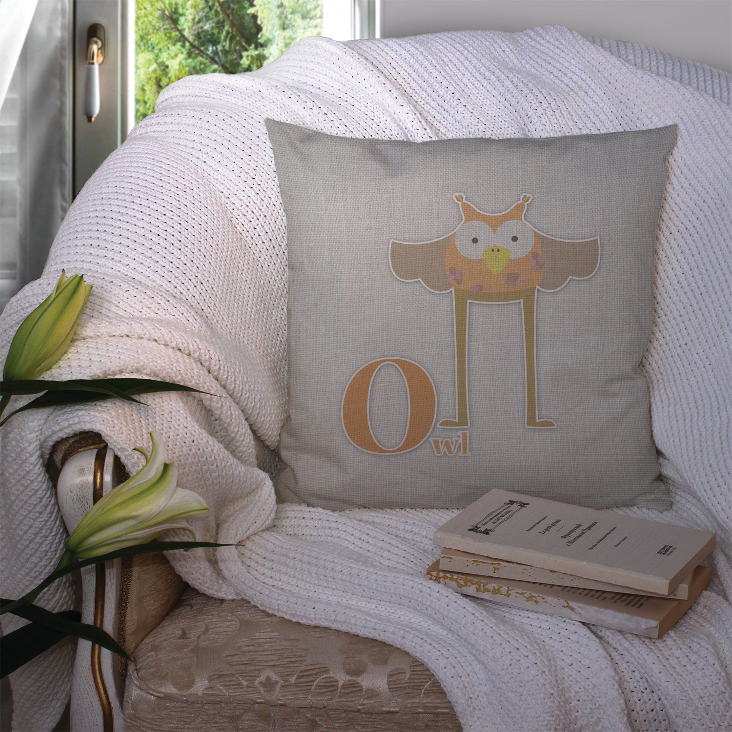 Alphabet O for Owl Fabric Decorative Pillow BB5740PW1414 - the-store.com