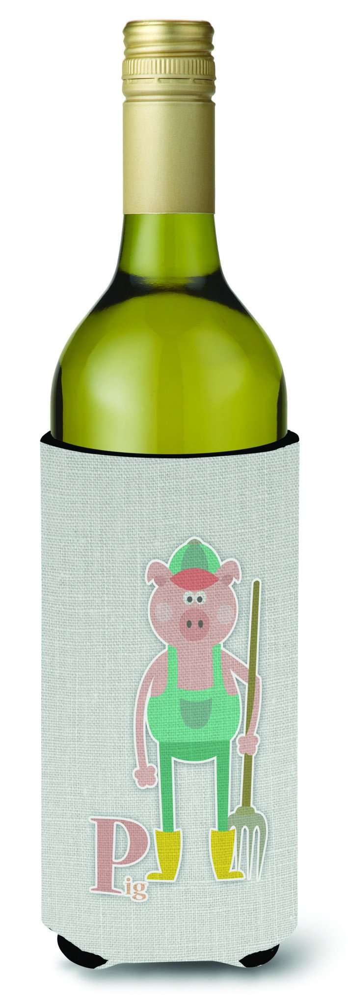 Alphabet P for Pig Wine Bottle Beverge Insulator Hugger BB5741LITERK by Caroline&#39;s Treasures
