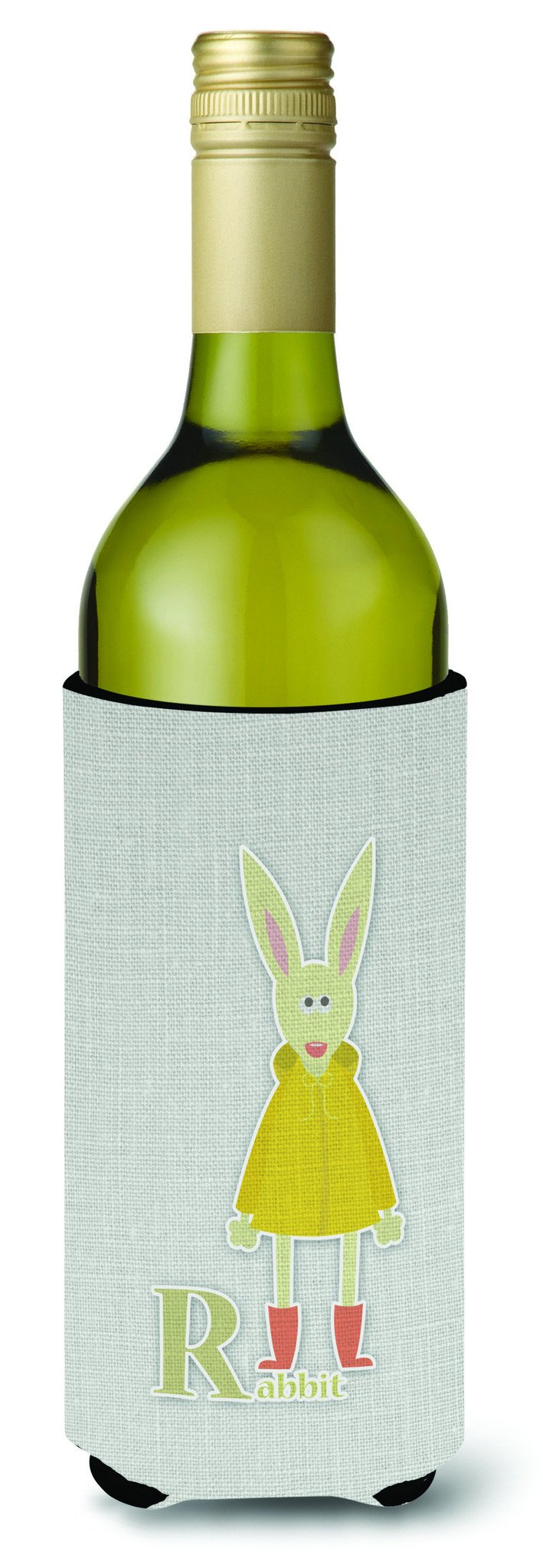 Alphabet R for Rabbit Wine Bottle Beverge Insulator Hugger BB5743LITERK by Caroline&#39;s Treasures