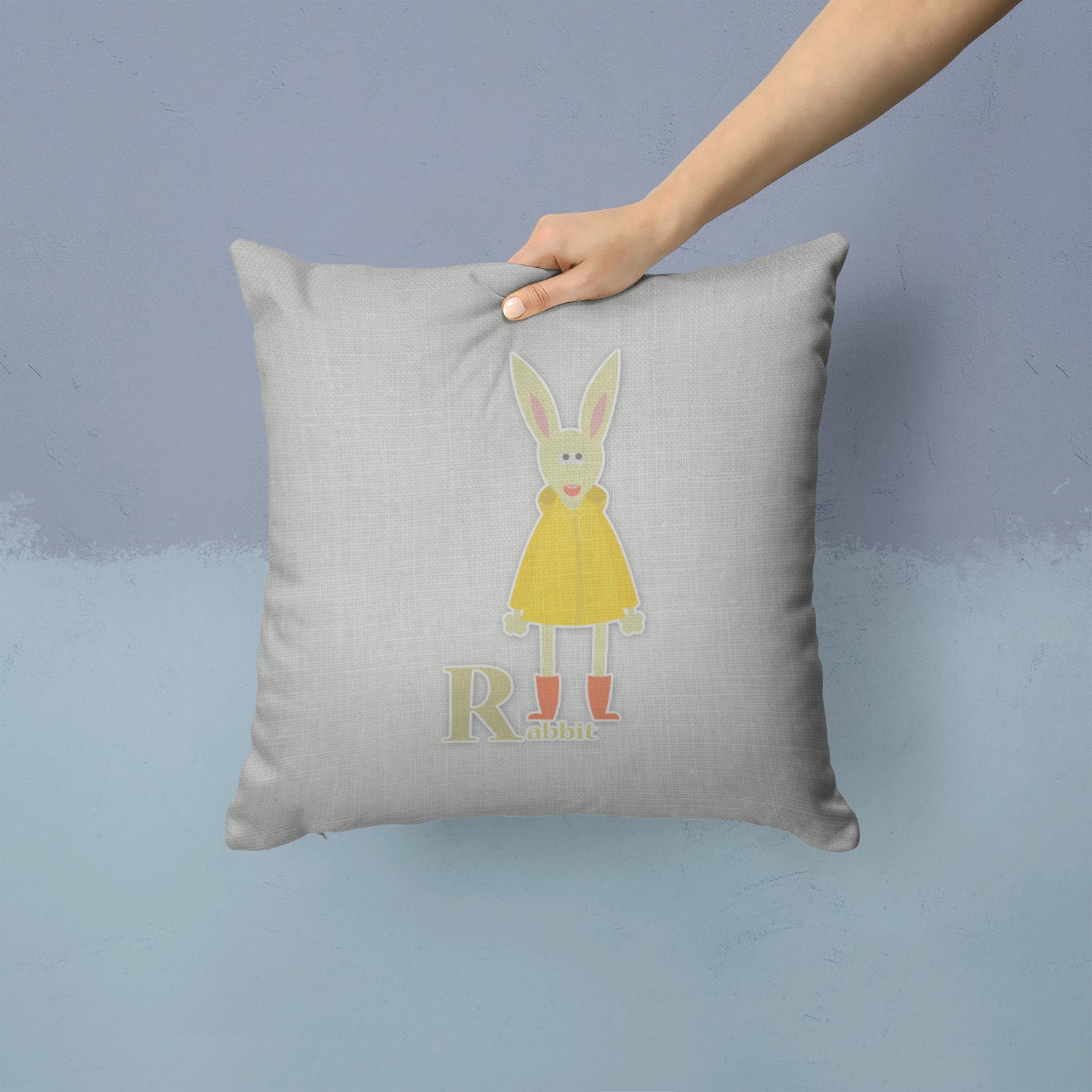 Alphabet R for Rabbit Fabric Decorative Pillow BB5743PW1414 - the-store.com
