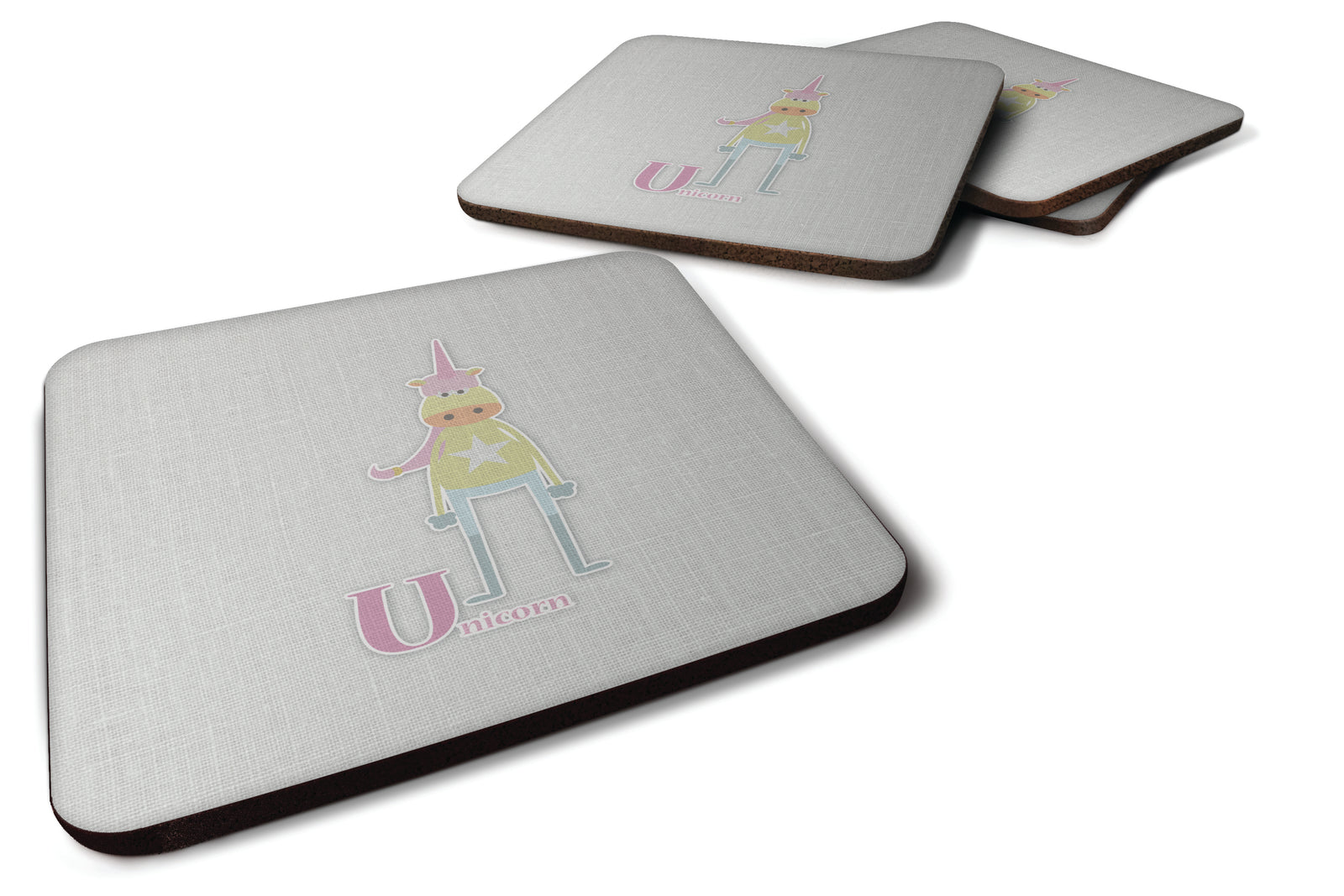 Alphabet U for Unicorn Foam Coaster Set of 4 BB5746FC - the-store.com