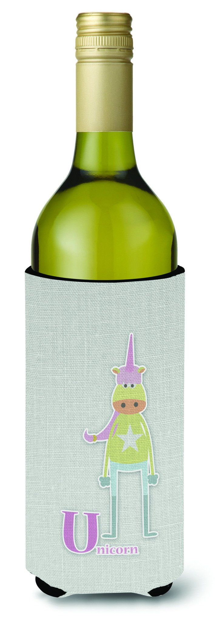 Alphabet U for Unicorn Wine Bottle Beverge Insulator Hugger BB5746LITERK by Caroline's Treasures