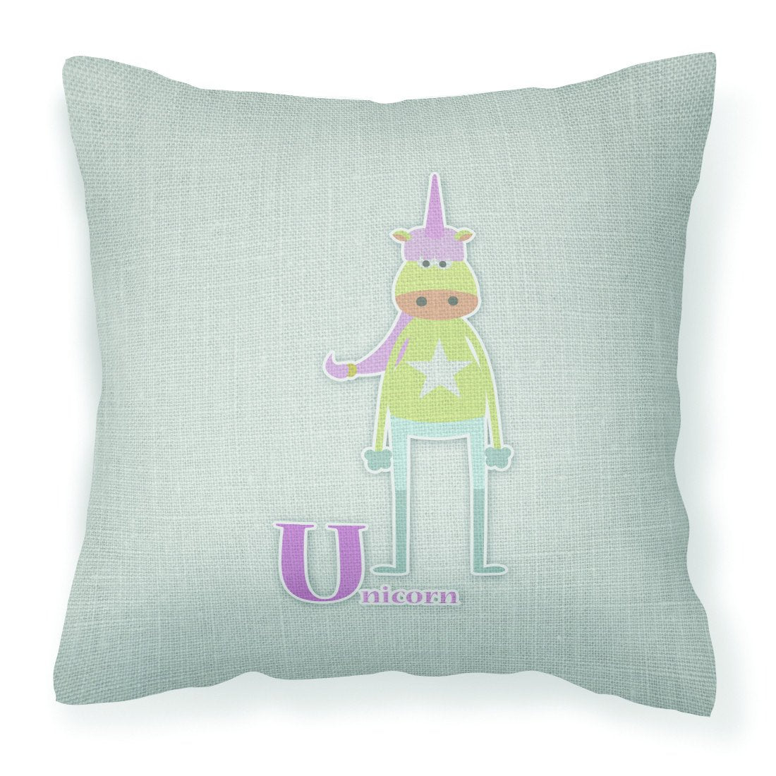 Alphabet U for Unicorn Fabric Decorative Pillow BB5746PW1818 by Caroline&#39;s Treasures