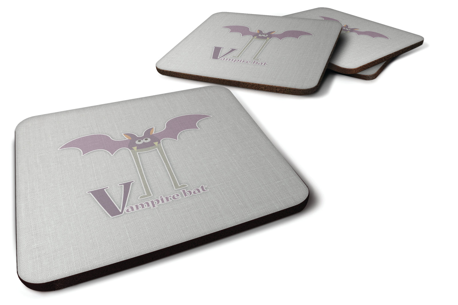 Alphabet V for Vampire Bat Foam Coaster Set of 4 BB5747FC - the-store.com