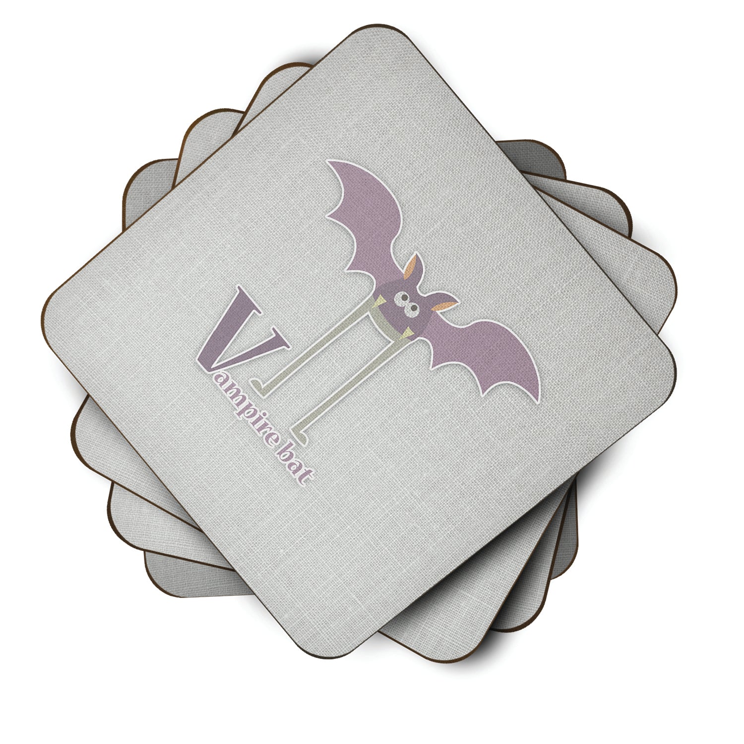 Alphabet V for Vampire Bat Foam Coaster Set of 4 BB5747FC - the-store.com