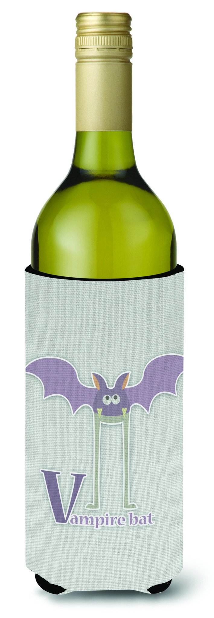 Alphabet V for Vampire Bat Wine Bottle Beverge Insulator Hugger BB5747LITERK by Caroline&#39;s Treasures