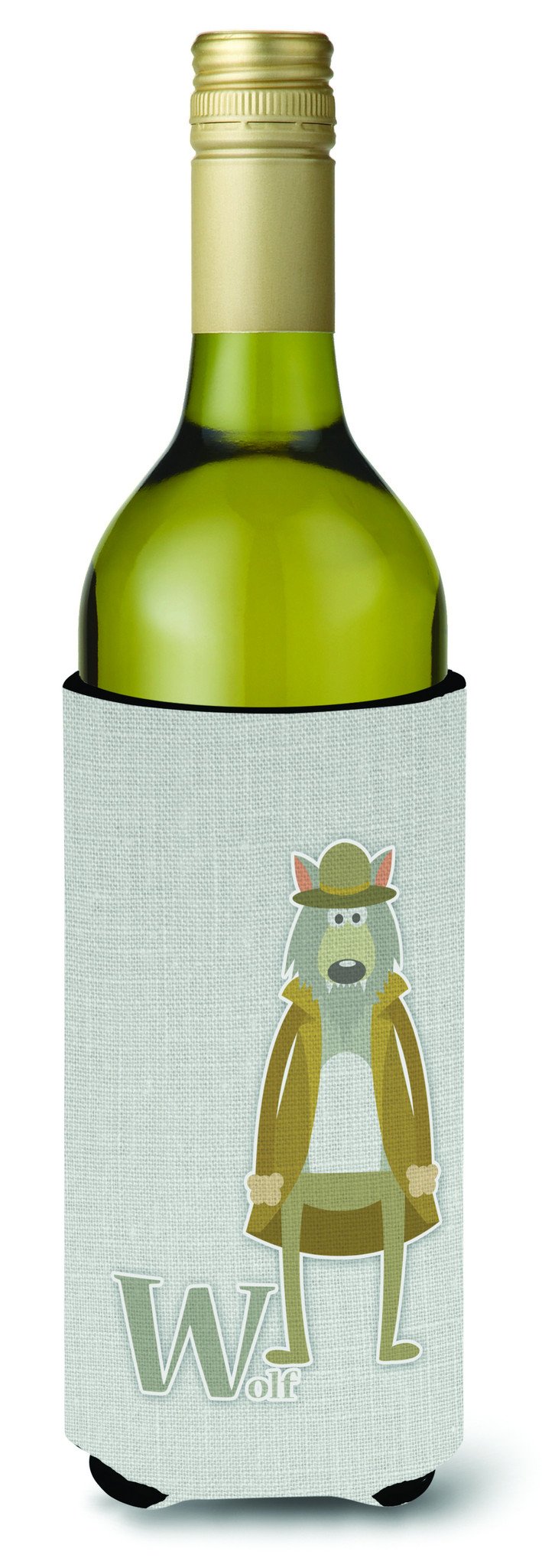 Alphabet W for Wolf Wine Bottle Beverge Insulator Hugger BB5748LITERK by Caroline&#39;s Treasures
