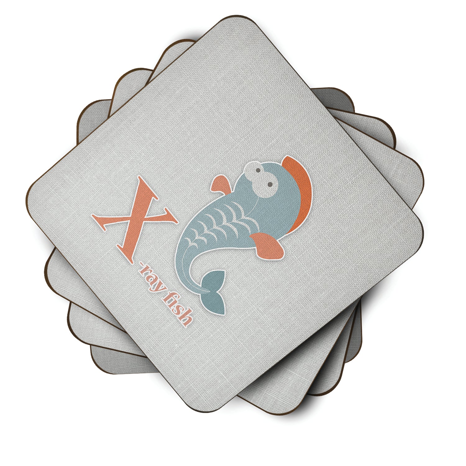 Alphabet X for Xray Fish Foam Coaster Set of 4 BB5749FC - the-store.com