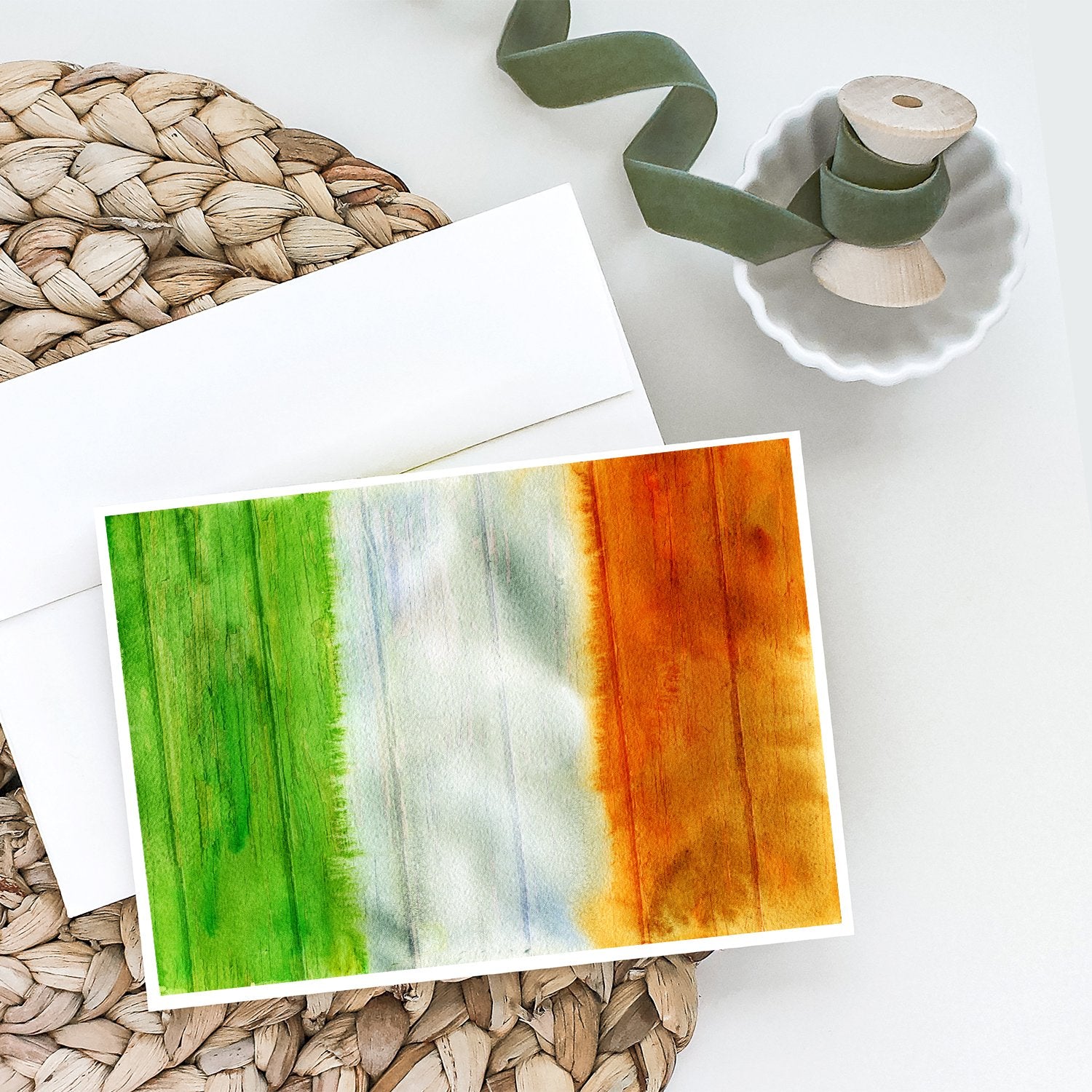 Irish Flag on Wood Greeting Cards and Envelopes Pack of 8 - the-store.com