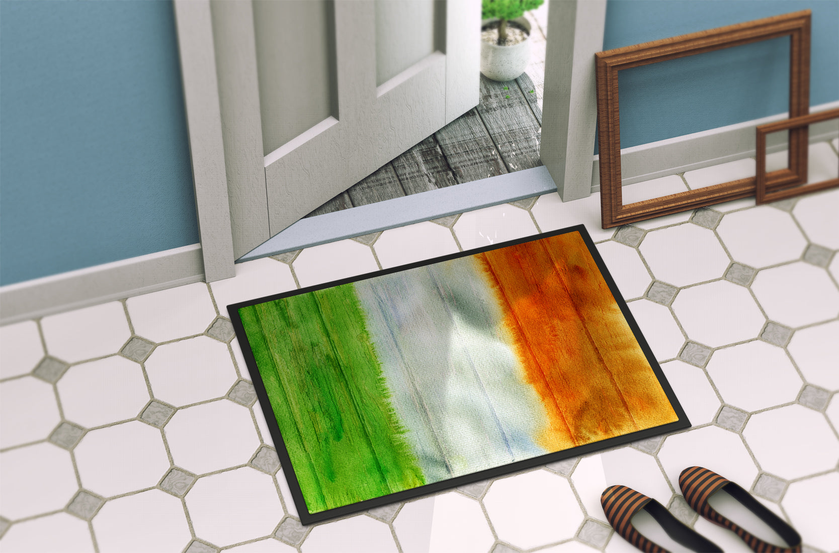 Irish Flag on Wood Indoor or Outdoor Mat 18x27 BB5753MAT - the-store.com