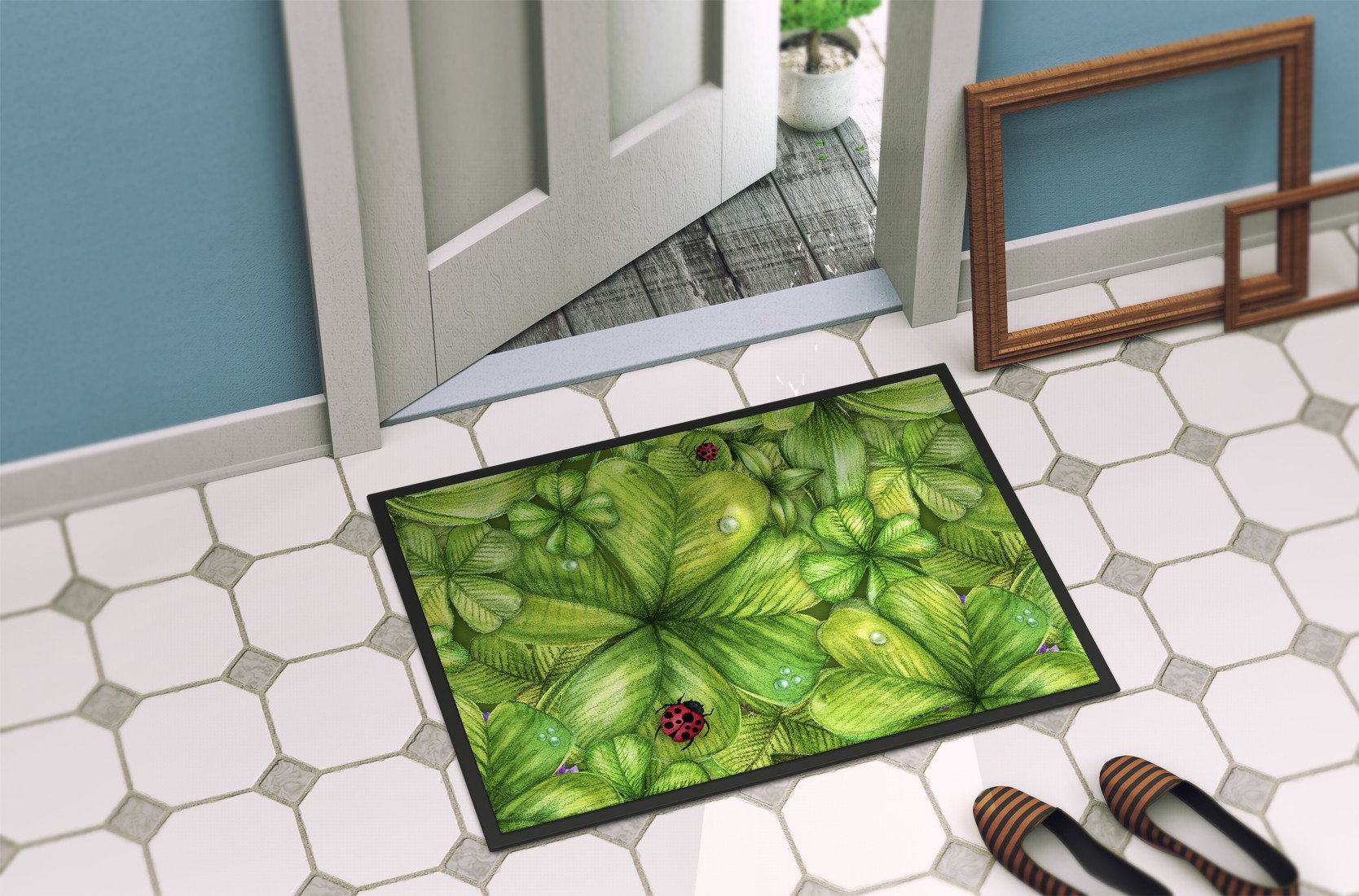 Shamrocks and Lady bugs Indoor or Outdoor Mat 24x36 BB5754JMAT by Caroline's Treasures