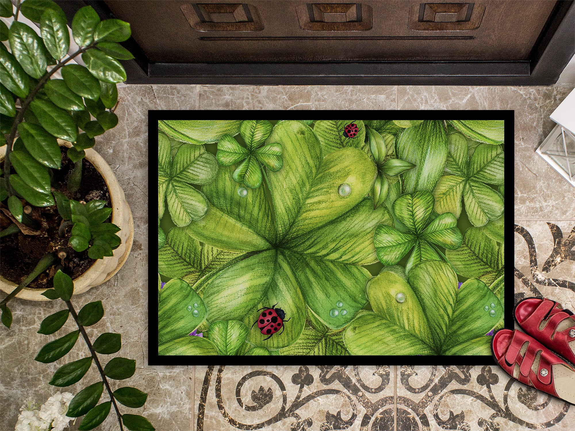 Shamrocks and Lady bugs Indoor or Outdoor Mat 18x27 BB5754MAT - the-store.com