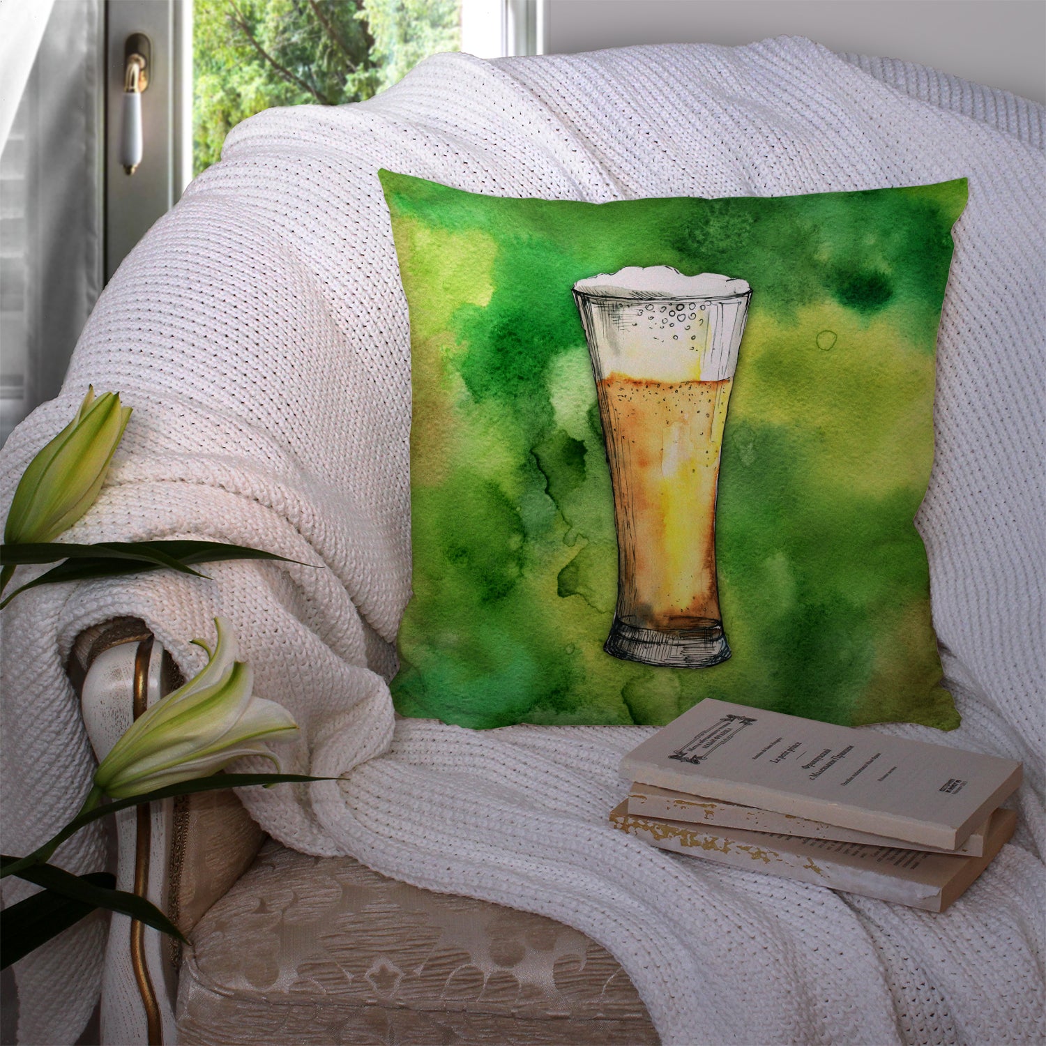 Irish Beer Tall Fabric Decorative Pillow BB5759PW1414 - the-store.com