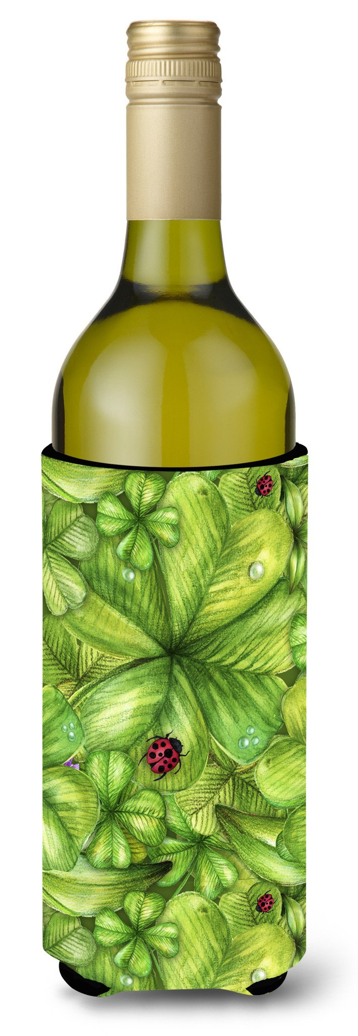 Shamrocks and Lady bugs Wine Bottle Beverge Insulator Hugger BB5762LITERK by Caroline&#39;s Treasures