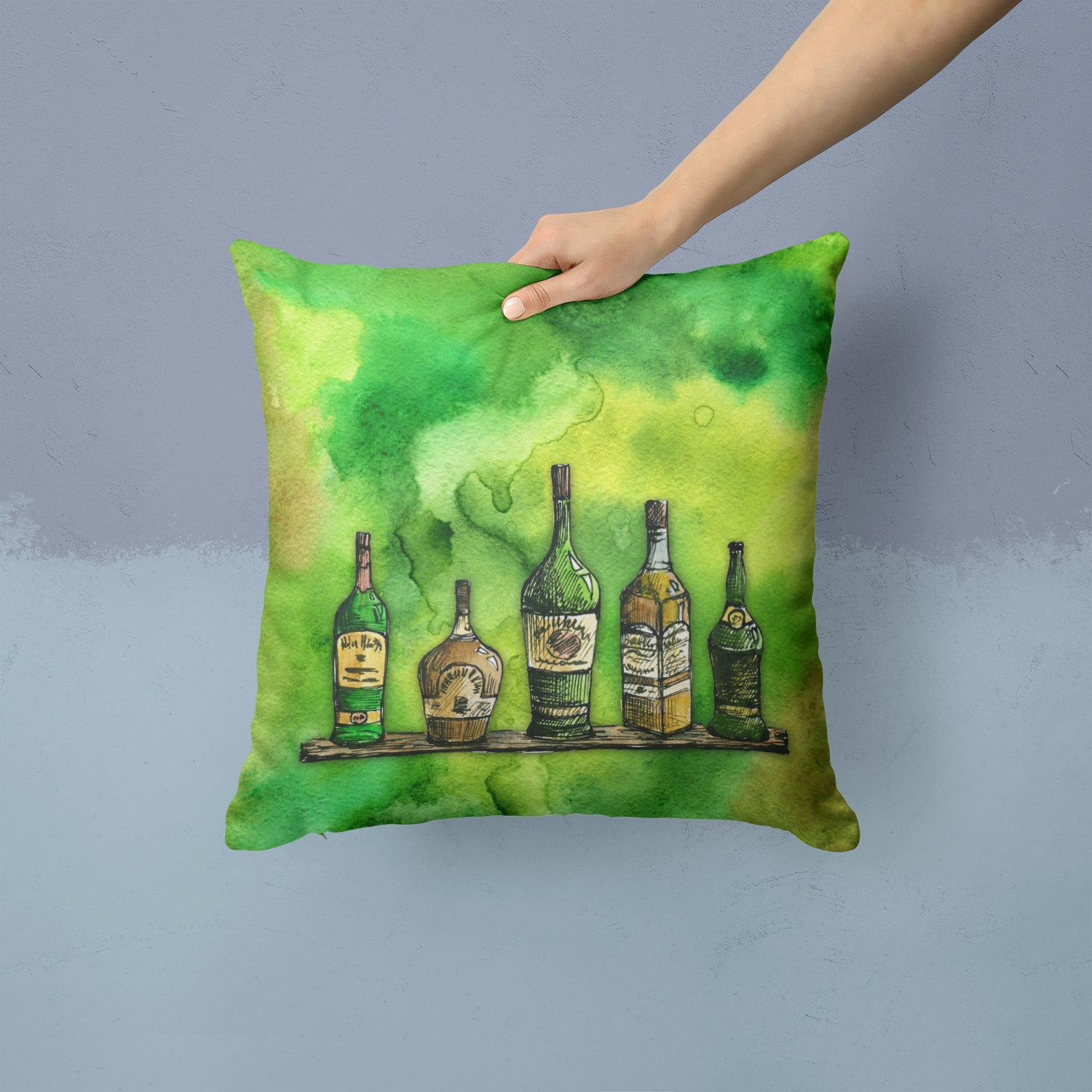 Irish Whiskey Bottle Fabric Decorative Pillow BB5765PW1414 - the-store.com