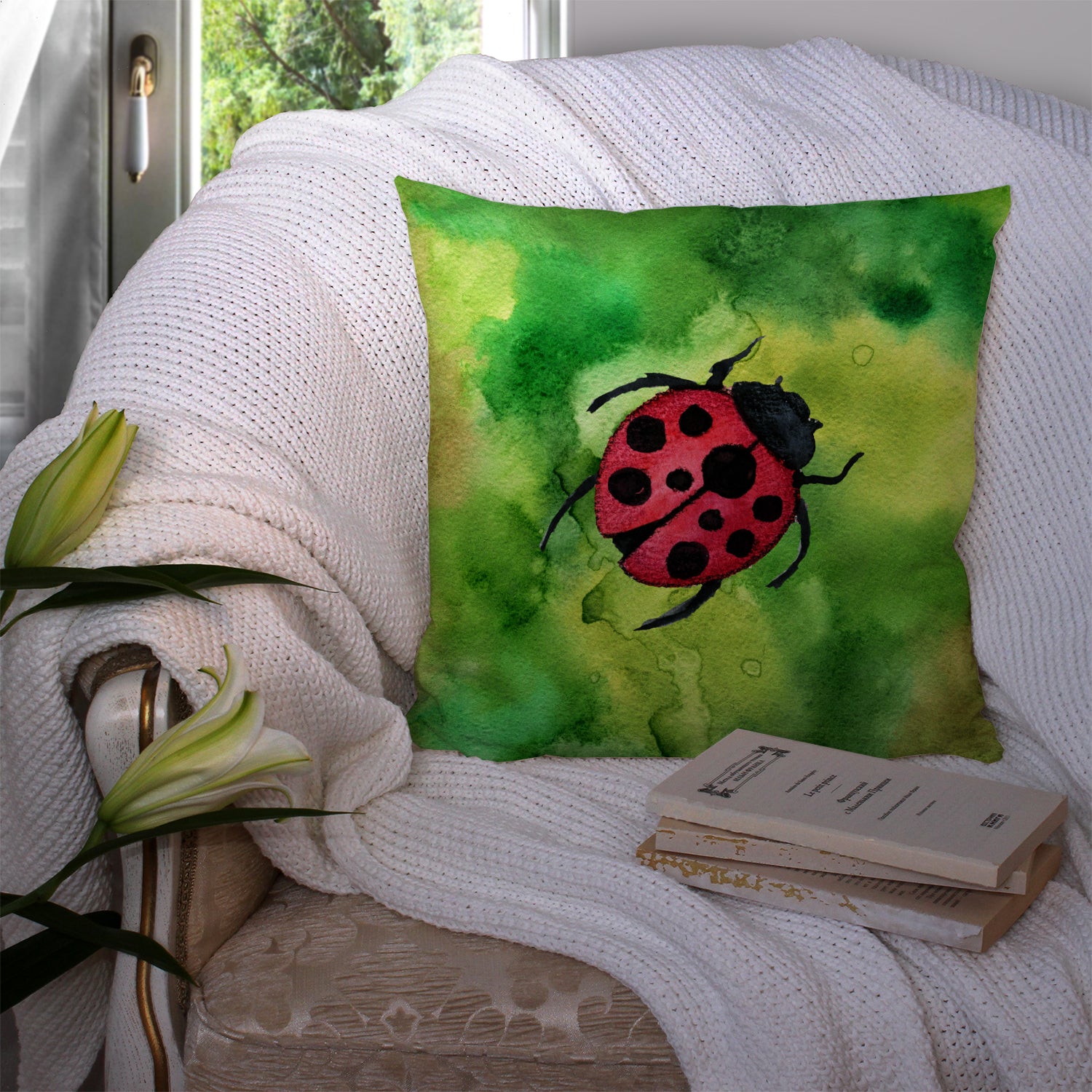 Irish Lady Bug Fabric Decorative Pillow BB5770PW1414 - the-store.com