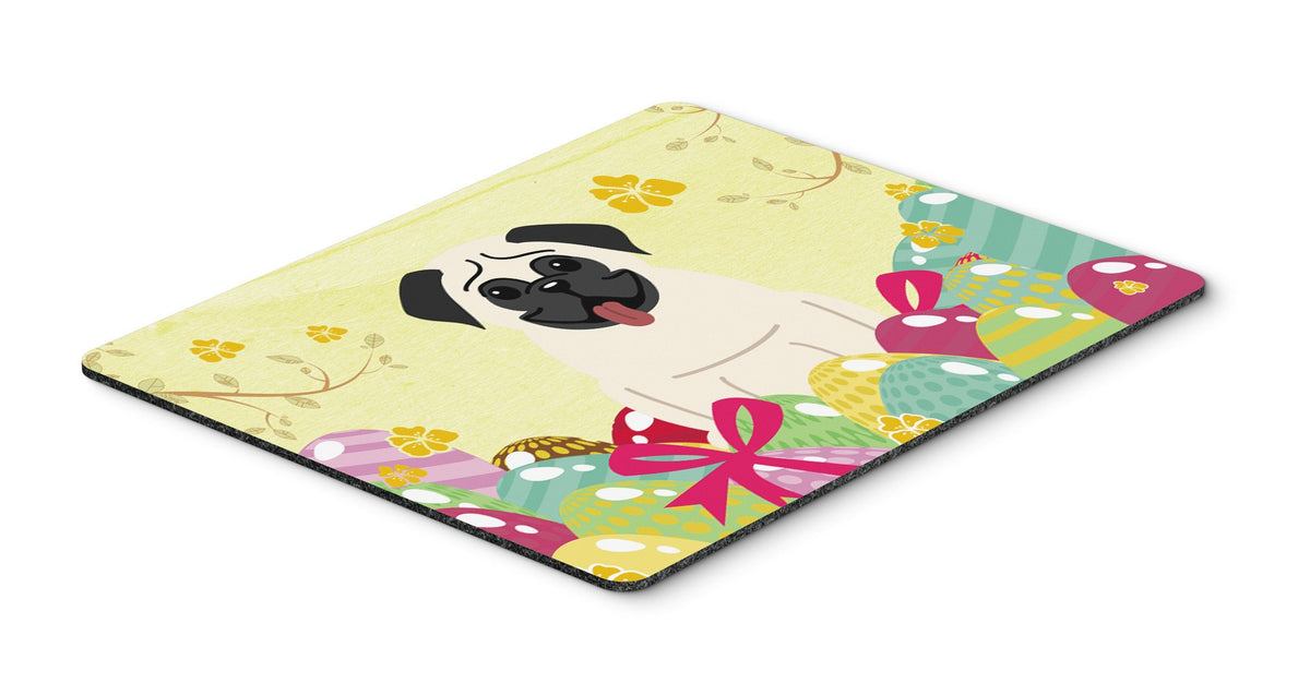Caroline's Treasures Easter Eggs Pug Cream Mouse Pad, Hot Pad or Trivet BB6004MP