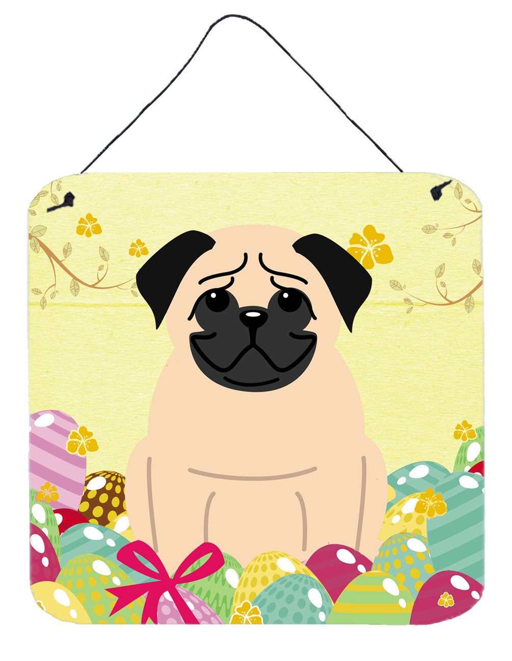 Easter Eggs Pug Fawn Wall or Door Hanging Prints BB6008DS66 by Caroline's Treasures