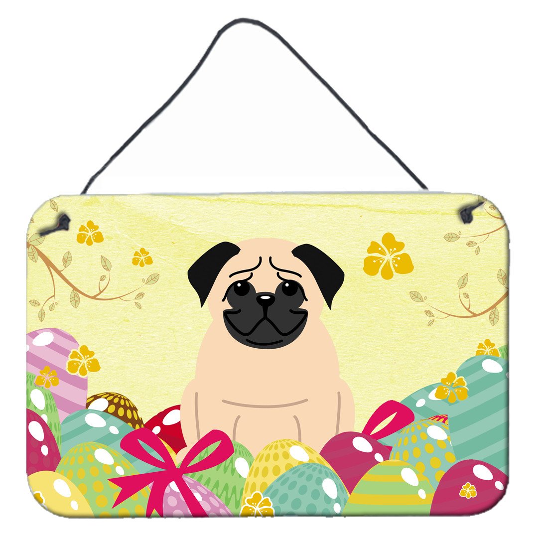 Easter Eggs Pug Fawn Wall or Door Hanging Prints BB6008DS812 by Caroline's Treasures