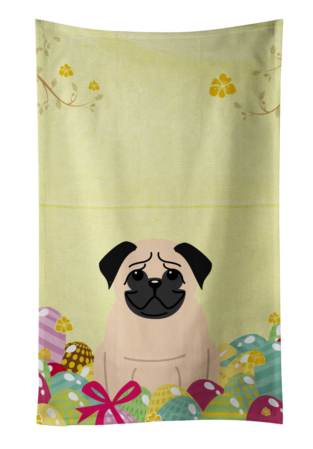 Easter Eggs Pug Fawn Kitchen Towel BB6008KTWL - the-store.com