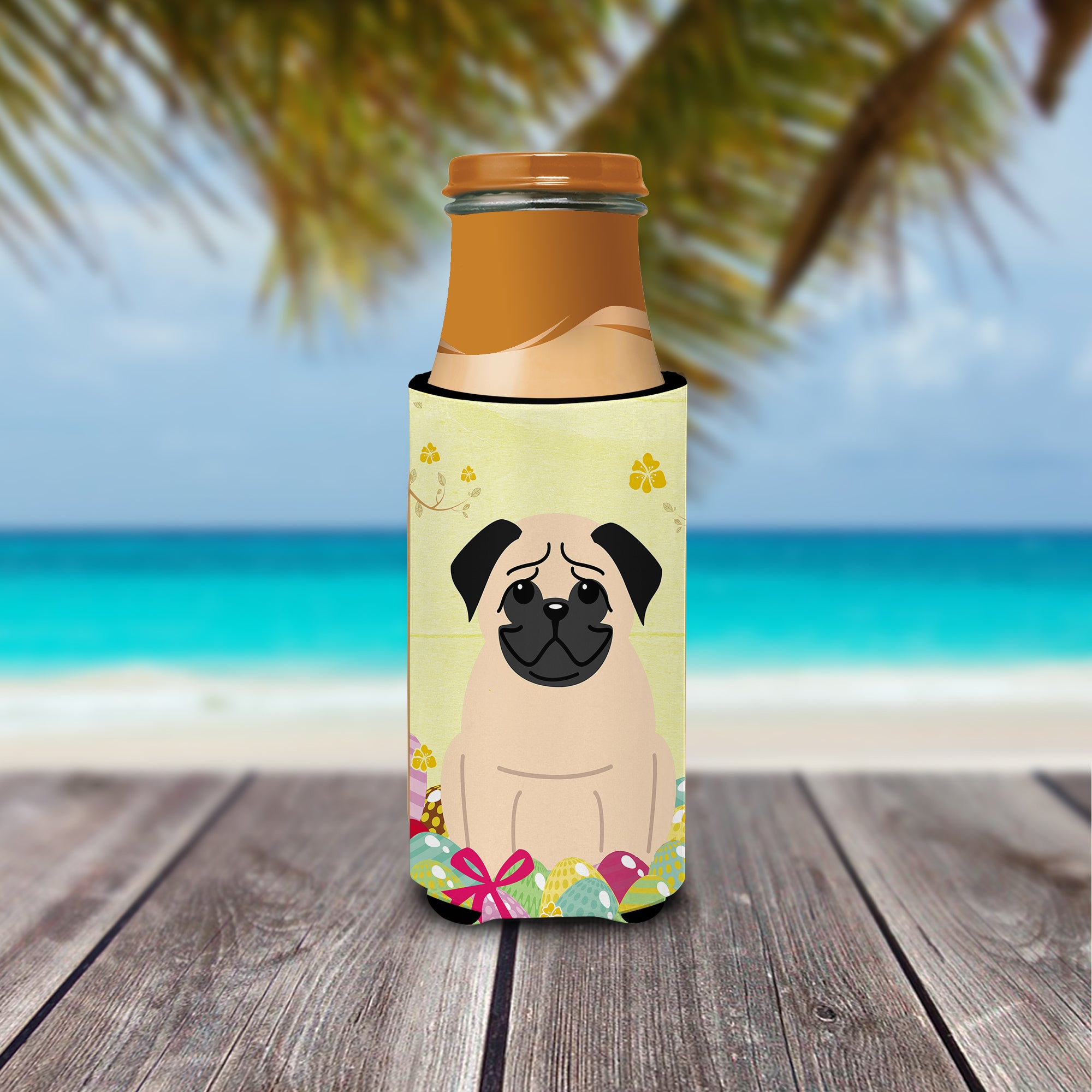 Easter Eggs Pug Fawn  Ultra Hugger for slim cans BB6008MUK  the-store.com.