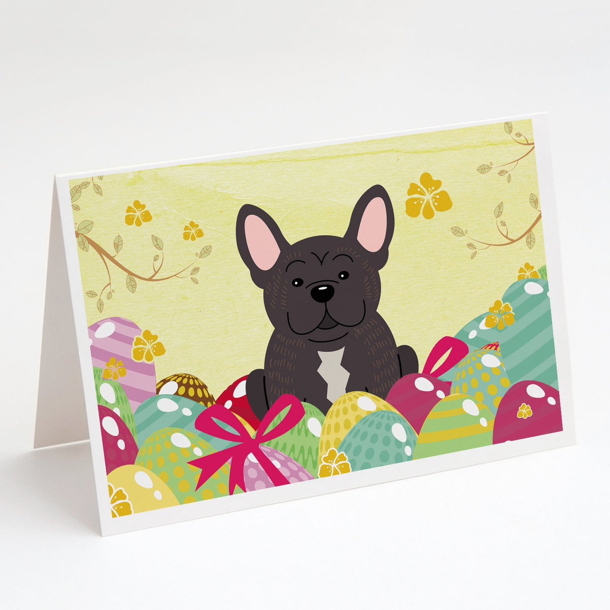 Buy this Easter Eggs French Bulldog Brindle Greeting Cards and Envelopes Pack of 8