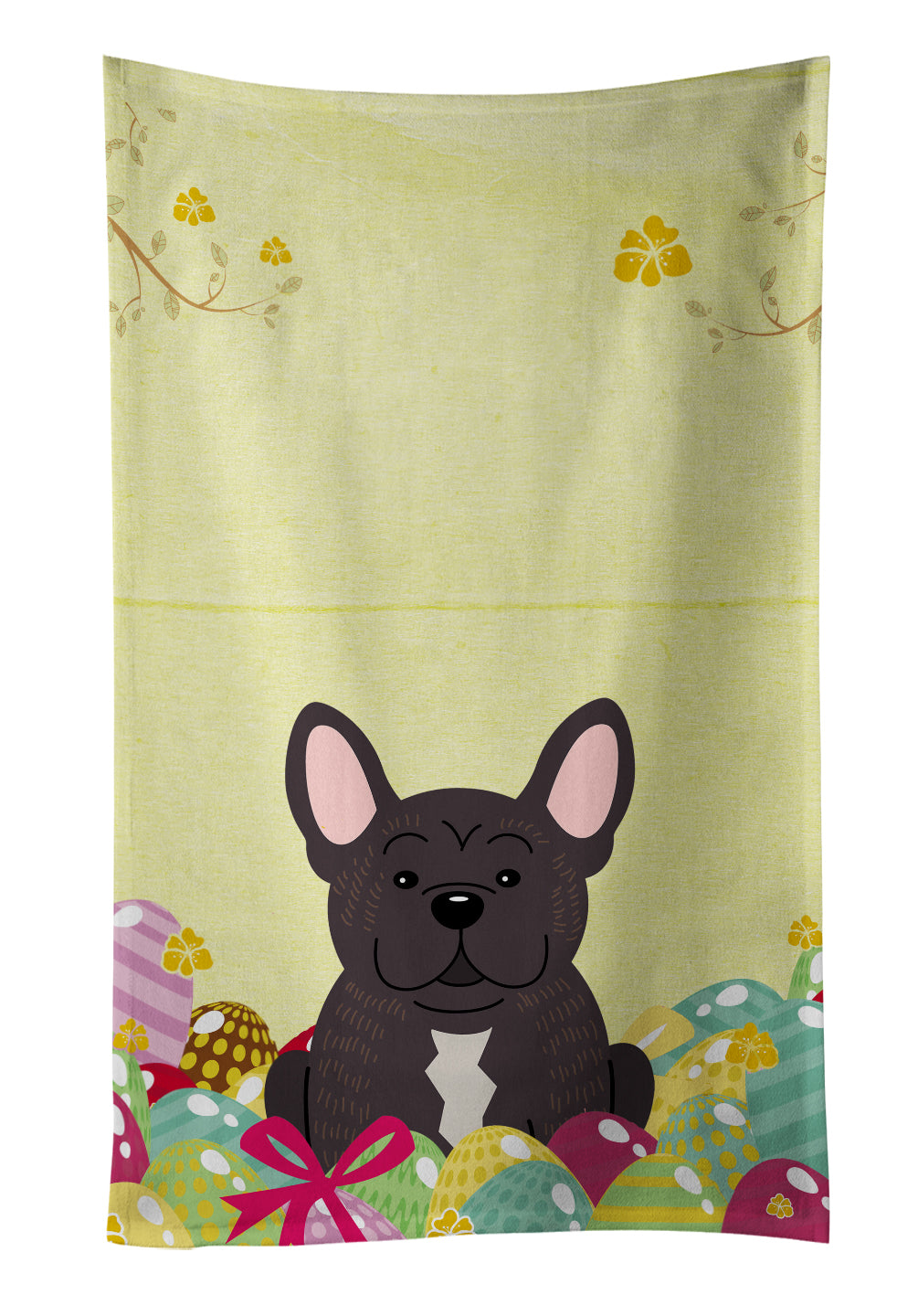 Easter Eggs French Bulldog Brindle Kitchen Towel BB6009KTWL - the-store.com