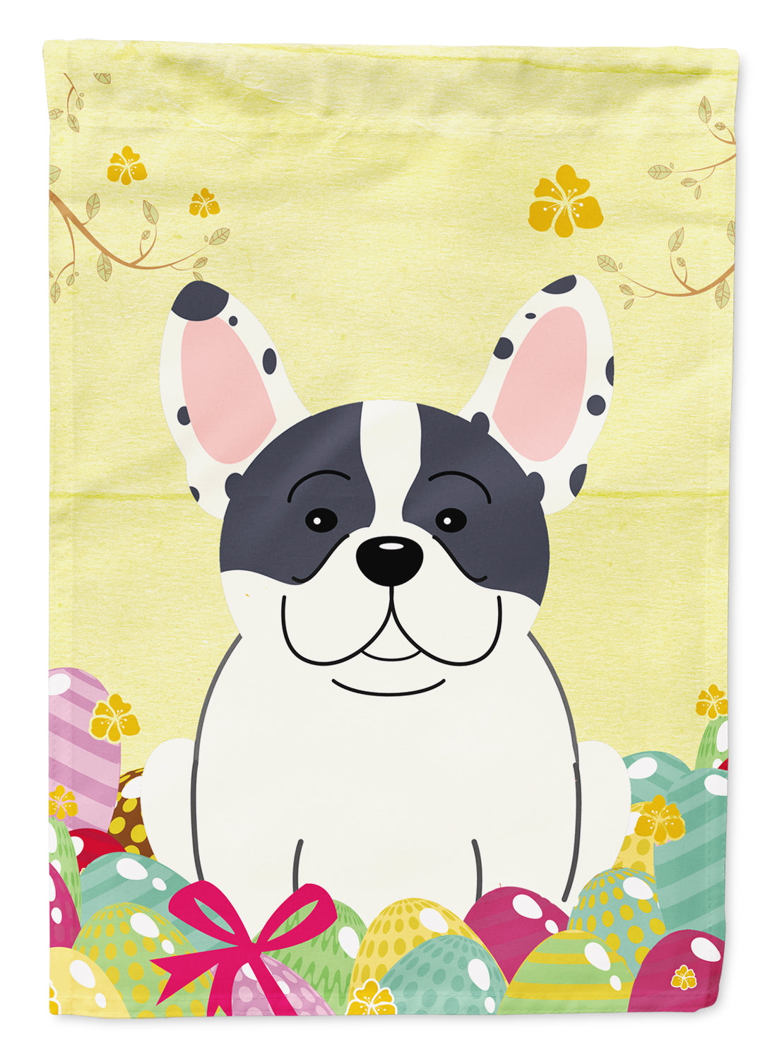 Easter Eggs French Bulldog Piebald Flag Canvas House Size BB6011CHF