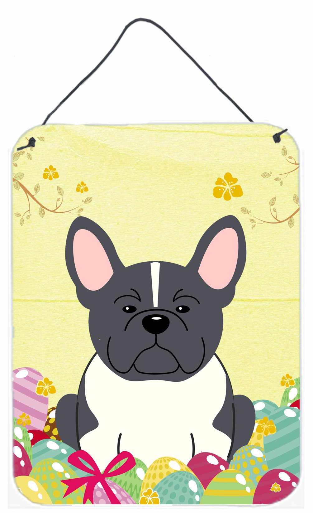 Easter Eggs French Bulldog Black White Wall or Door Hanging Prints BB6012DS1216 by Caroline&#39;s Treasures