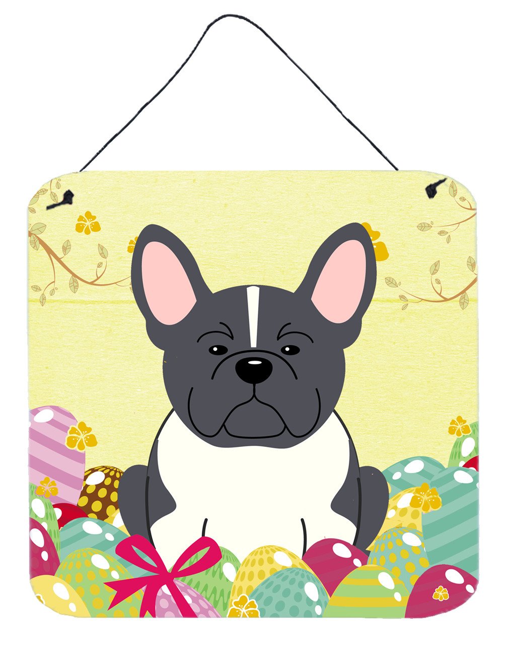 Easter Eggs French Bulldog Black White Wall or Door Hanging Prints BB6012DS66 by Caroline&#39;s Treasures
