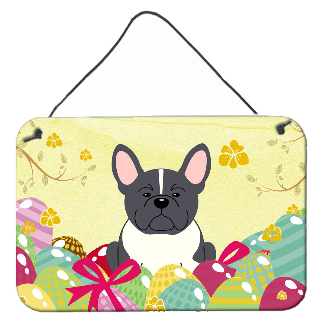 Easter Eggs French Bulldog Black White Wall or Door Hanging Prints BB6012DS812 by Caroline&#39;s Treasures