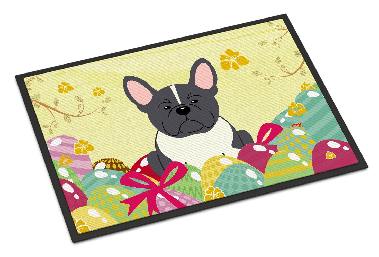 Easter Eggs French Bulldog Black White Indoor or Outdoor Mat 24x36 BB6012JMAT by Caroline's Treasures