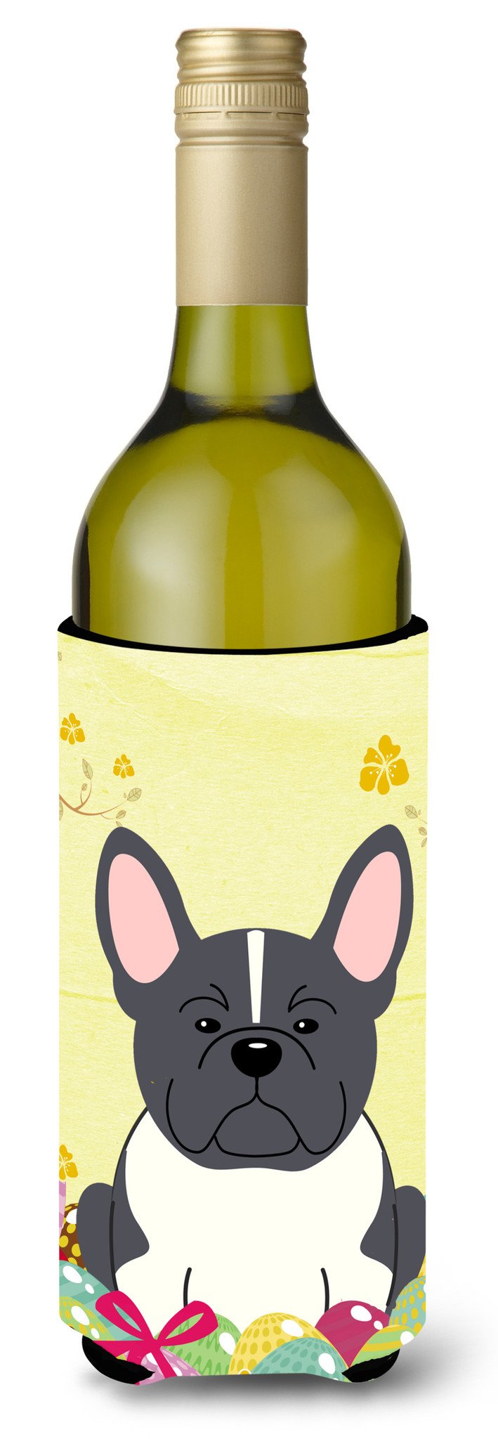 Easter Eggs French Bulldog Black White Wine Bottle Beverge Insulator Hugger BB6012LITERK by Caroline&#39;s Treasures