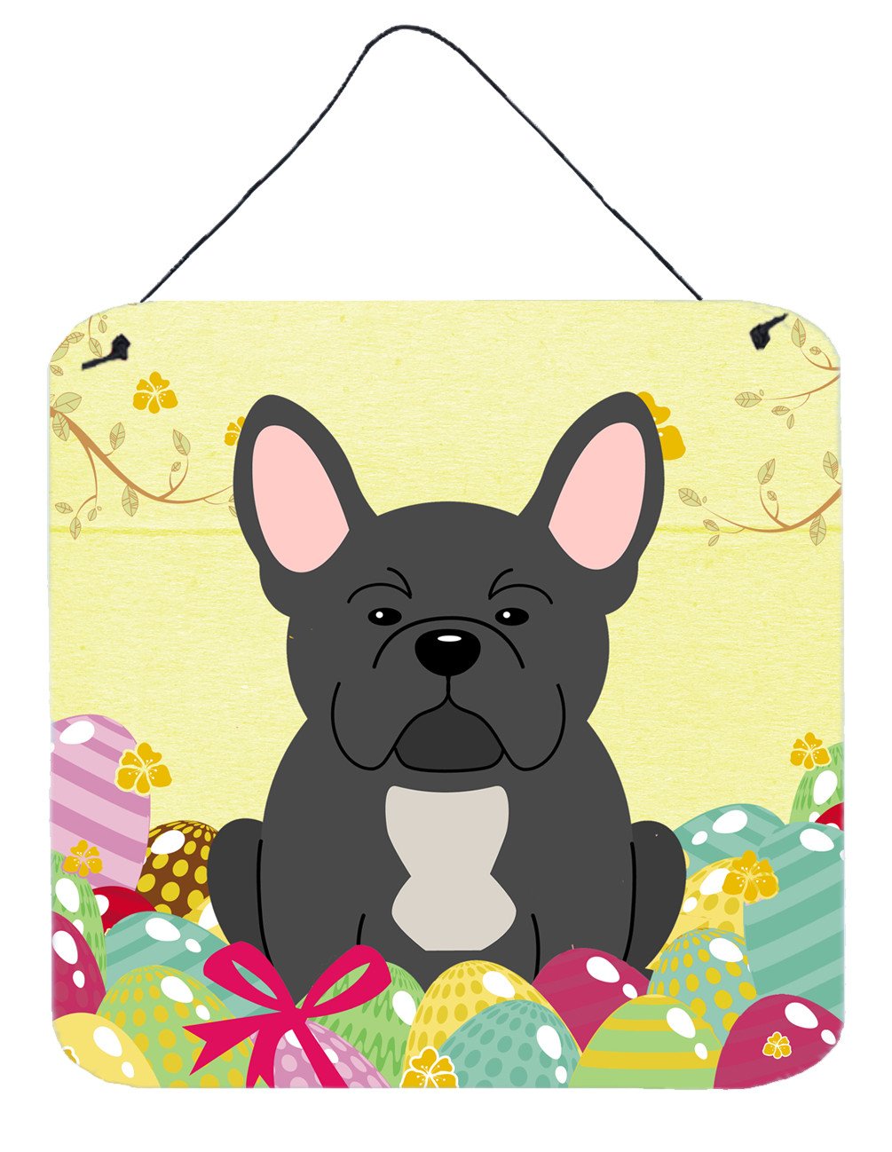 Easter Eggs French Bulldog Black Wall or Door Hanging Prints BB6014DS66 by Caroline&#39;s Treasures
