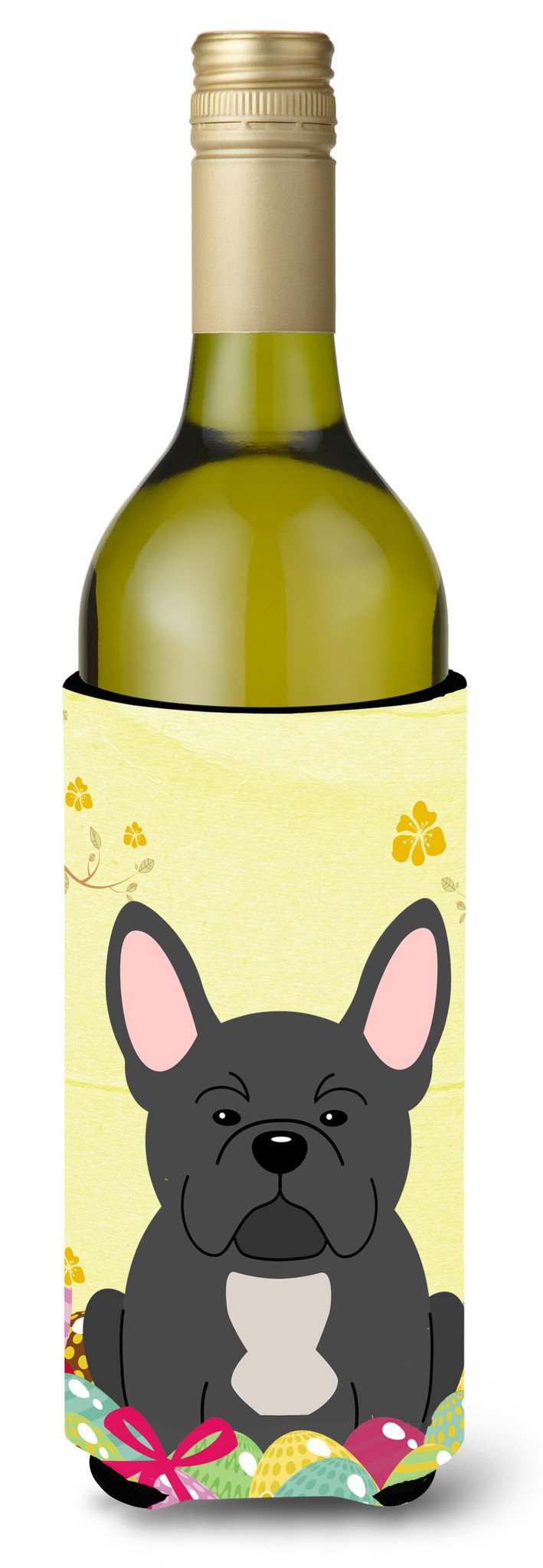 Easter Eggs French Bulldog Black Wine Bottle Beverge Insulator Hugger BB6014LITERK by Caroline&#39;s Treasures