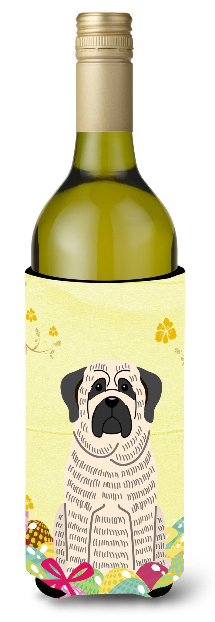 Easter Eggs Mastiff Brindle White Wine Bottle Beverge Insulator Hugger BB6016LITERK by Caroline&#39;s Treasures