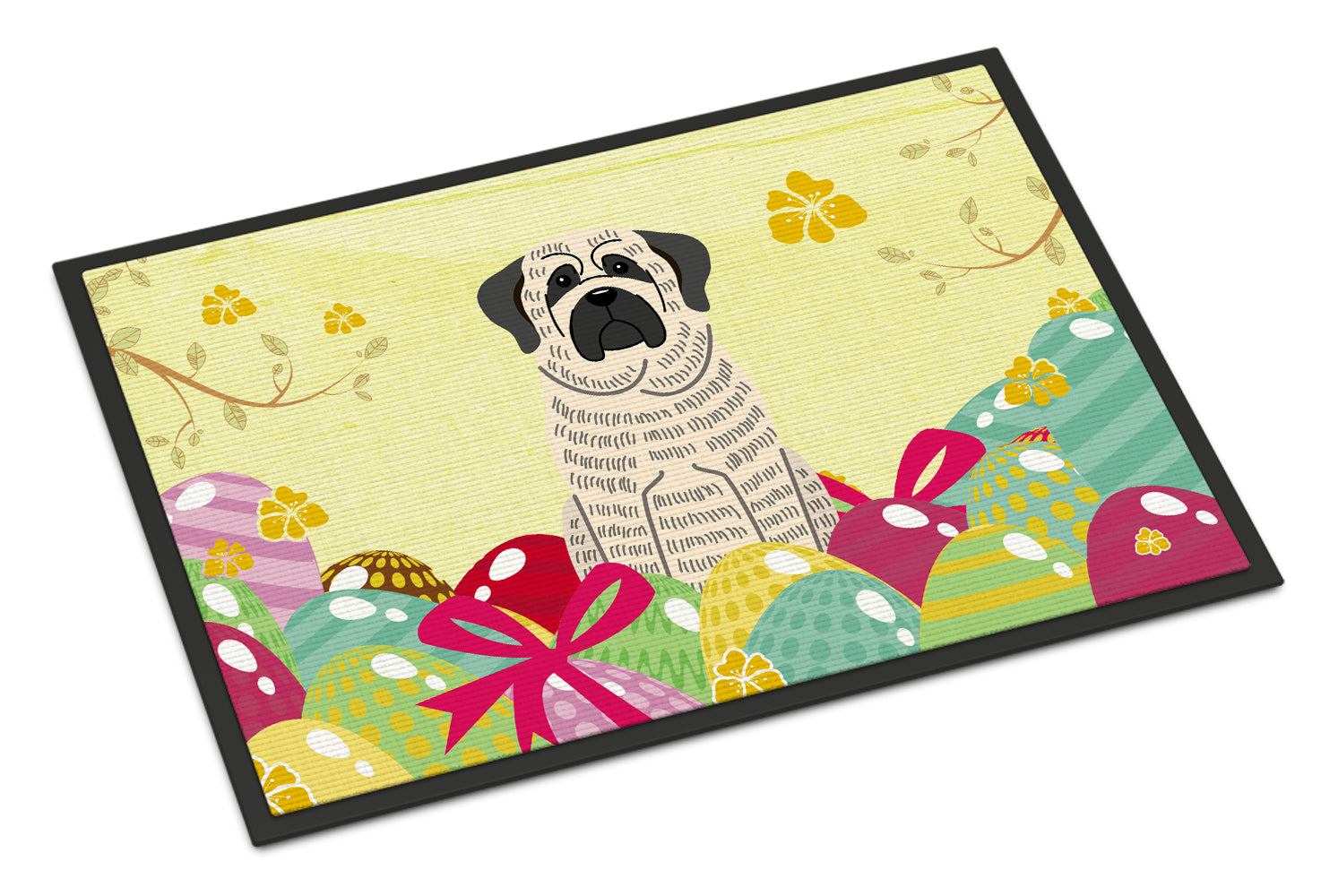 Easter Eggs Mastiff Brindle White Indoor or Outdoor Mat 18x27 BB6016MAT - the-store.com