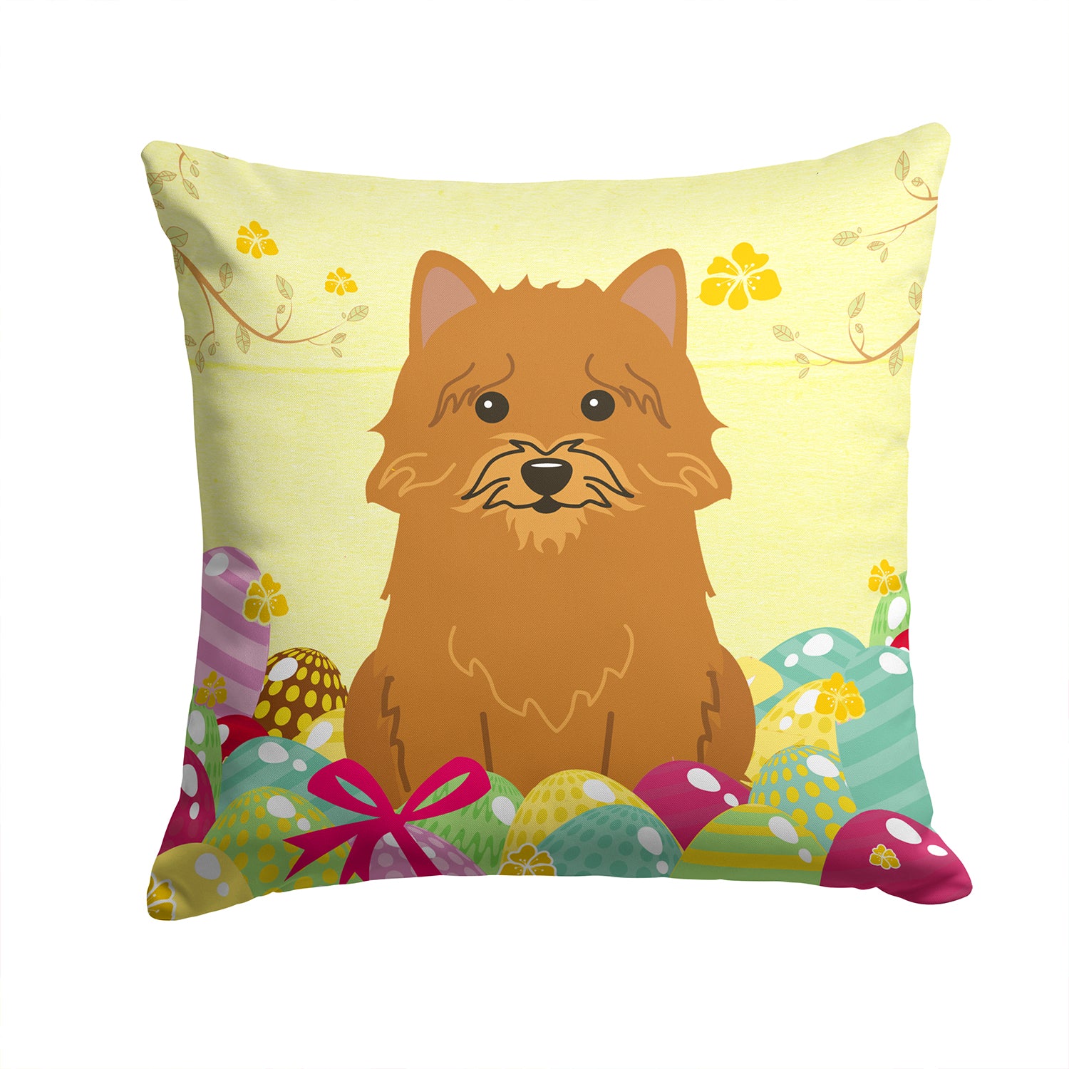Easter Eggs Norwich Terrier Fabric Decorative Pillow BB6020PW1414 - the-store.com