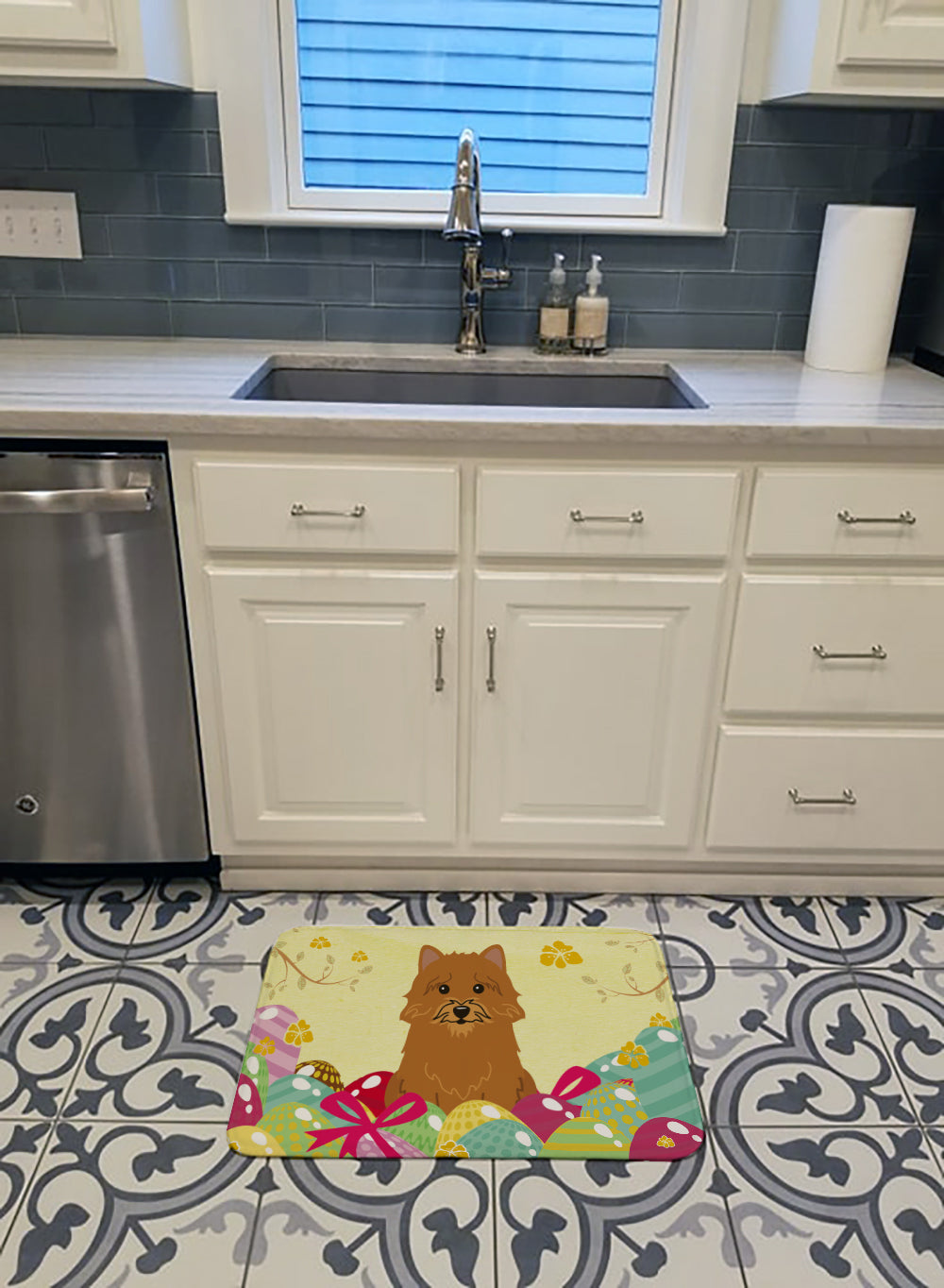 Easter Eggs Norwich Terrier Machine Washable Memory Foam Mat BB6020RUG - the-store.com