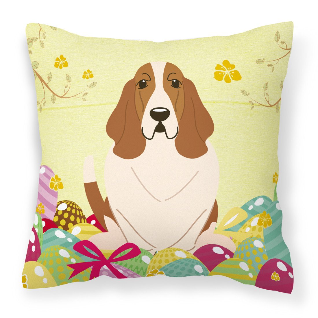 Easter Eggs Basset Hound Fabric Decorative Pillow BB6021PW1818 by Caroline's Treasures