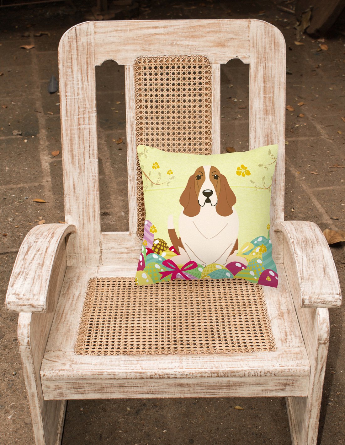 Easter Eggs Basset Hound Fabric Decorative Pillow BB6021PW1818 by Caroline's Treasures