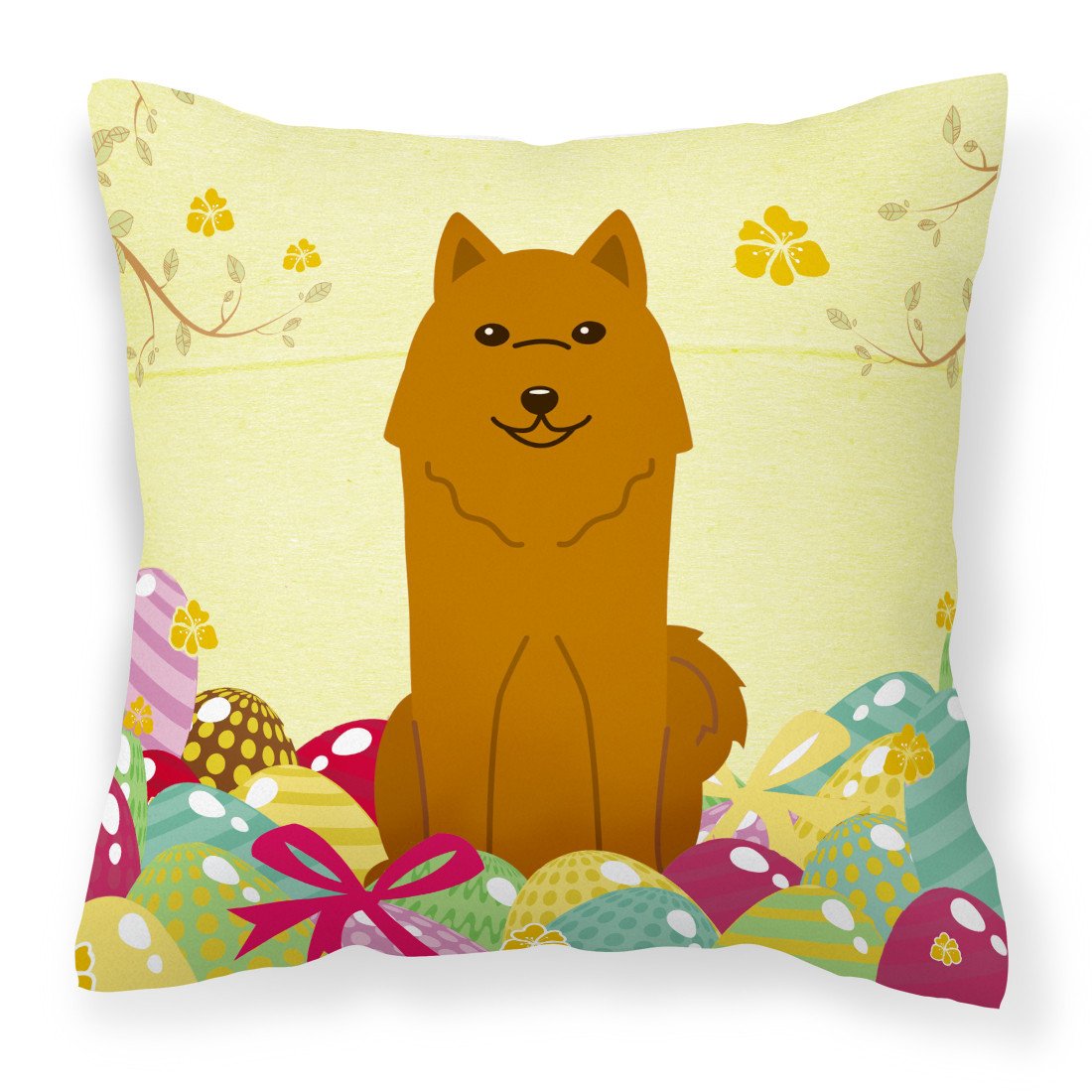 Easter Eggs Karelian Bear Dog Fabric Decorative Pillow BB6022PW1818 by Caroline&#39;s Treasures