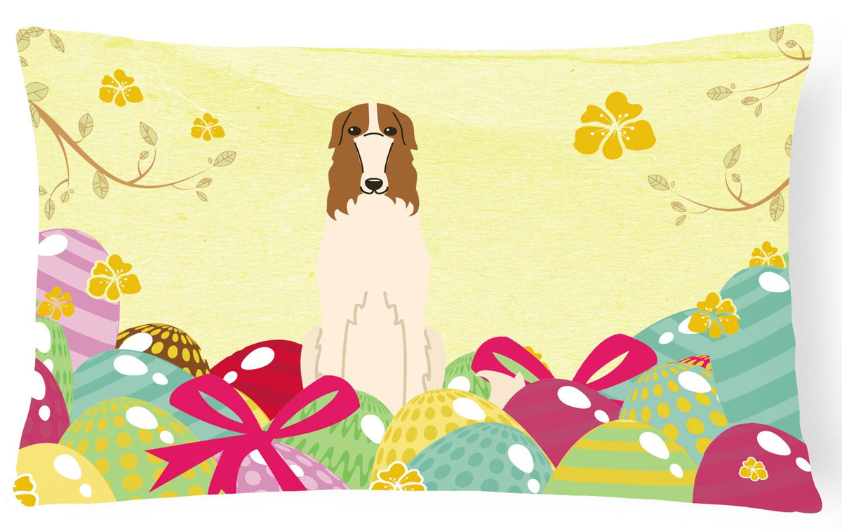 Easter Eggs Borzoi Canvas Fabric Decorative Pillow BB6023PW1216 by Caroline&#39;s Treasures