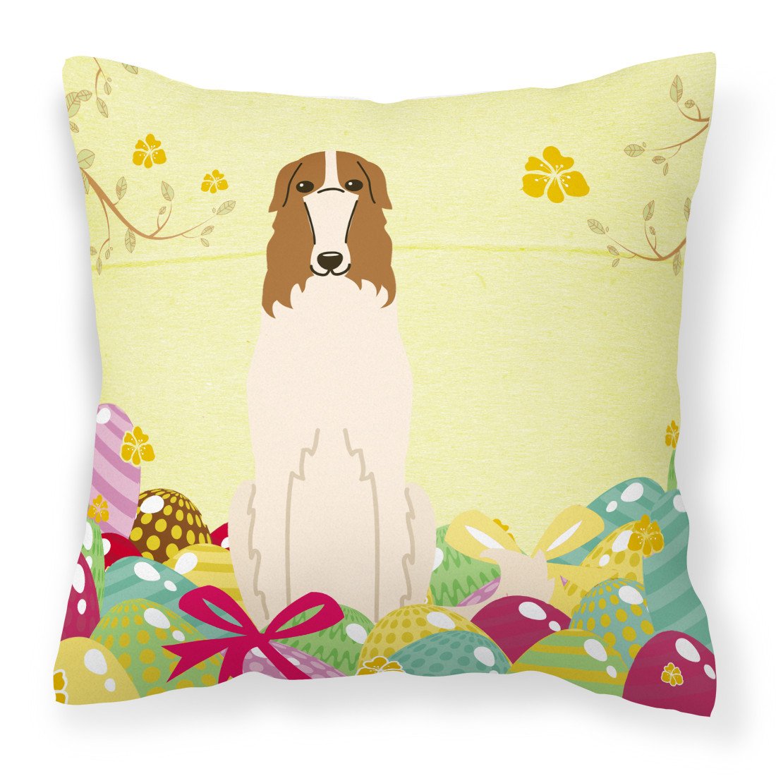 Easter Eggs Borzoi Fabric Decorative Pillow BB6023PW1818 by Caroline&#39;s Treasures