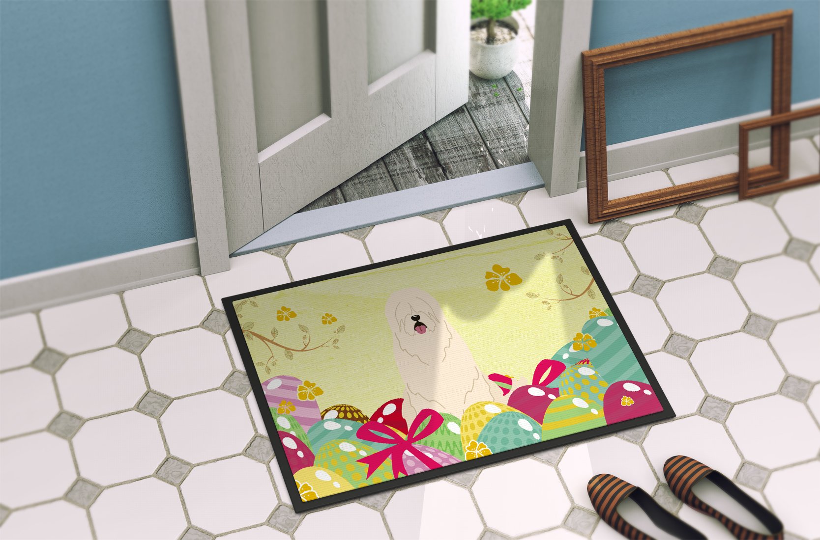 Easter Eggs South Russian Sheepdog Indoor or Outdoor Mat 24x36 BB6024JMAT by Caroline's Treasures