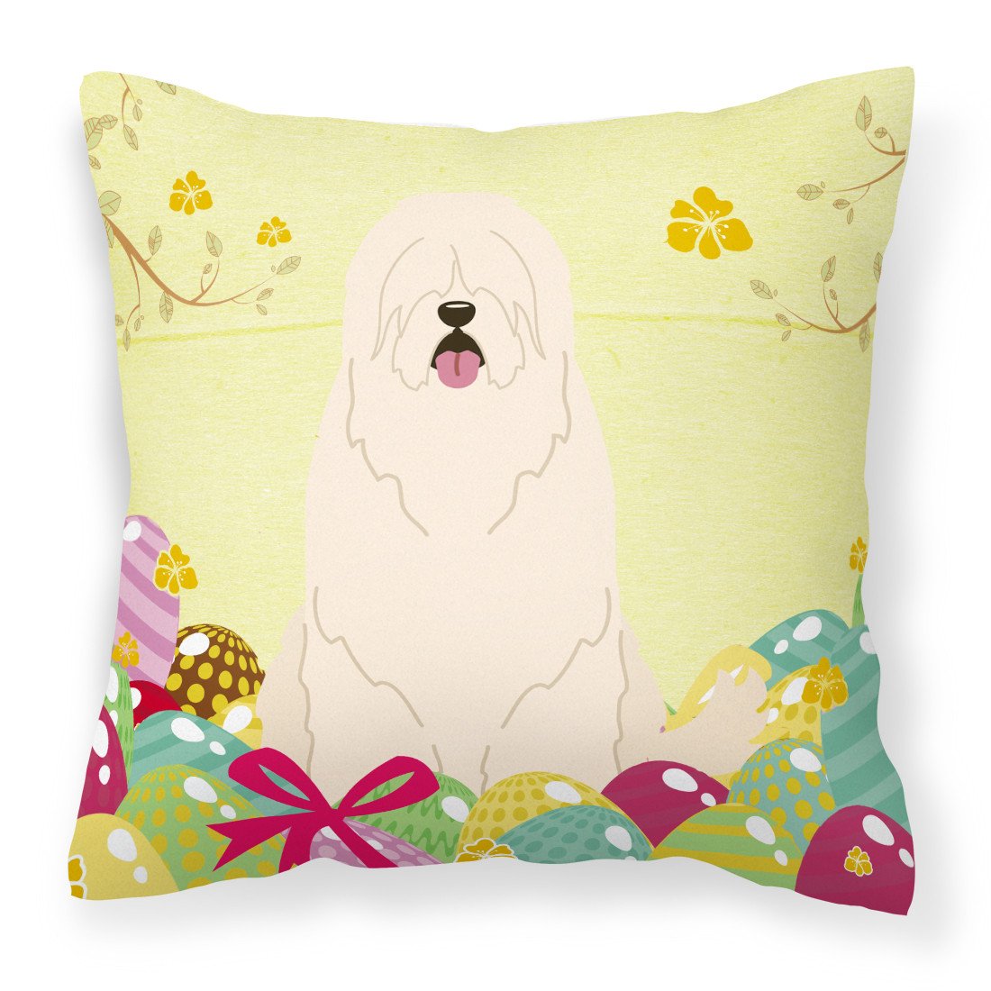 Easter Eggs South Russian Sheepdog Fabric Decorative Pillow BB6024PW1818 by Caroline&#39;s Treasures