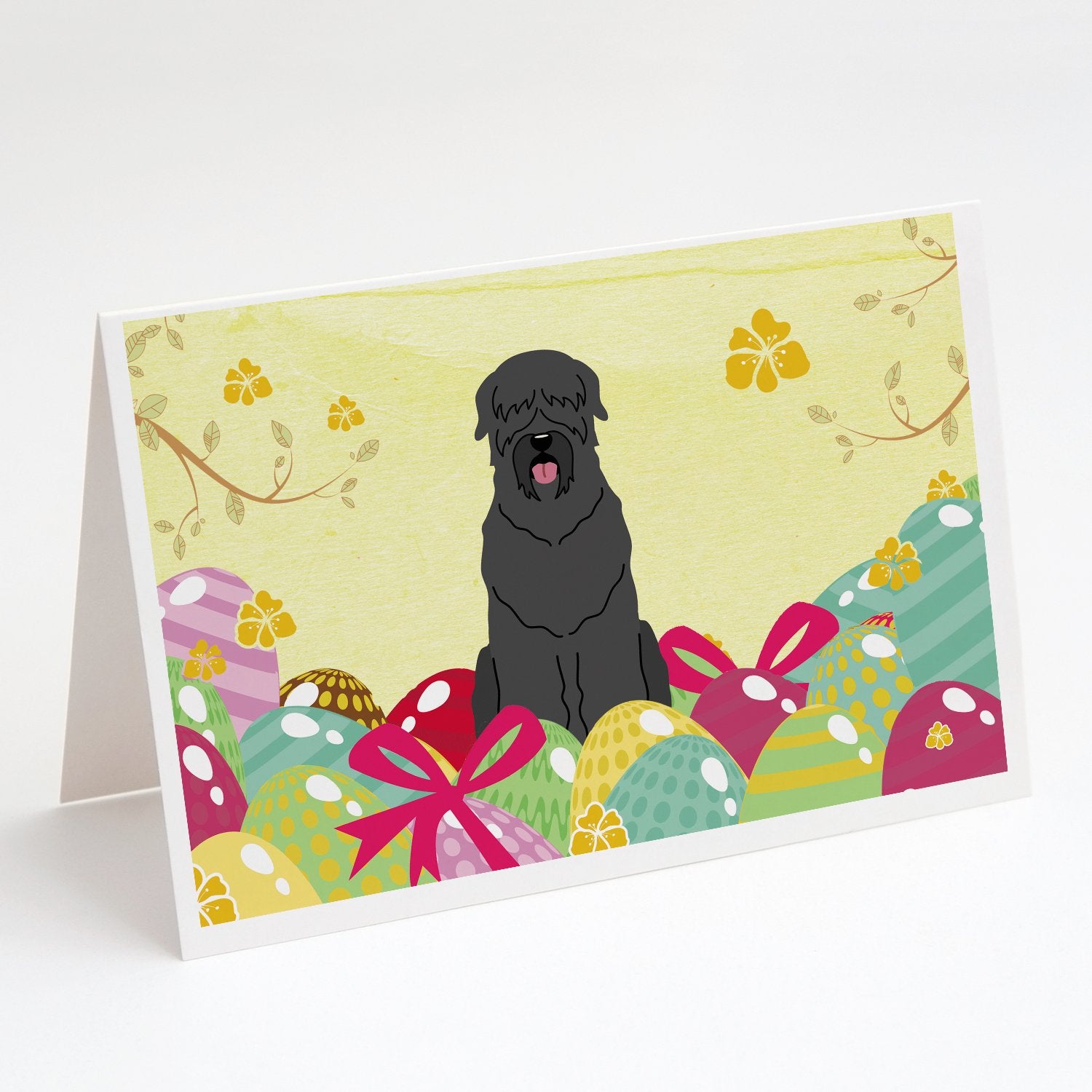 Buy this Easter Eggs Black Russian Terrier Greeting Cards and Envelopes Pack of 8