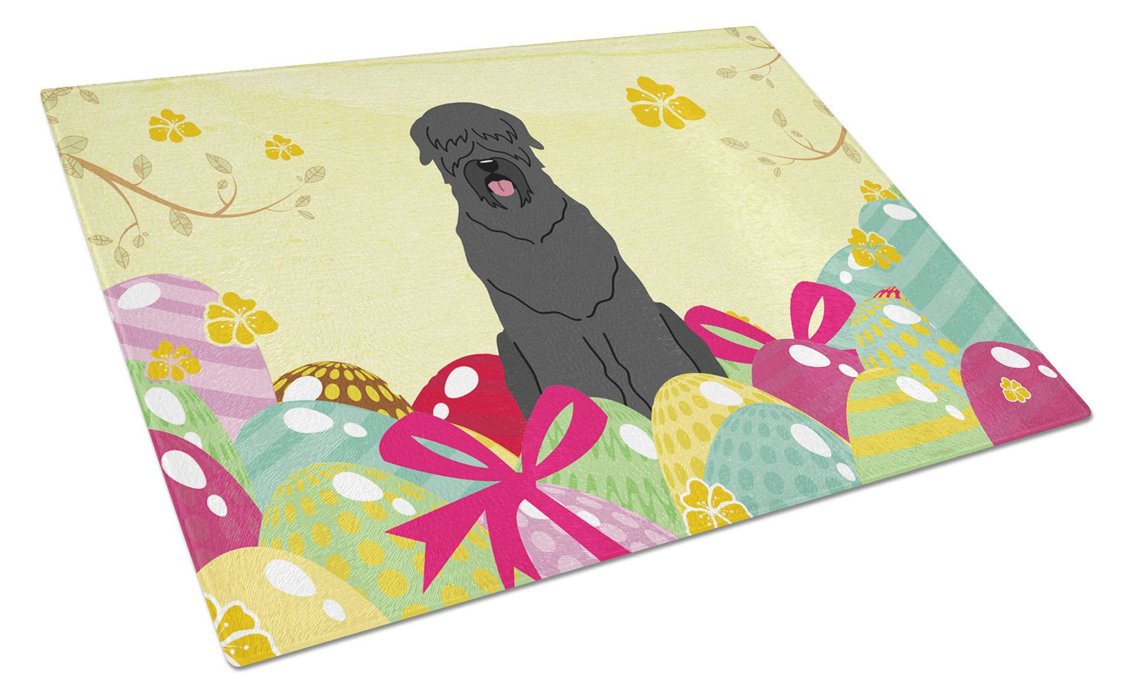 Easter Eggs Black Russian Terrier Glass Cutting Board Large BB6026LCB by Caroline's Treasures